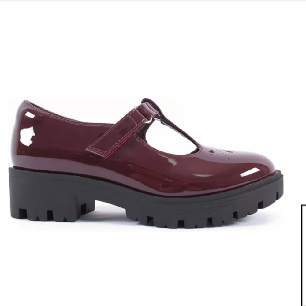 Little Girls Jellypop Burgundy Chunky Mary Jane Shoes Size 13